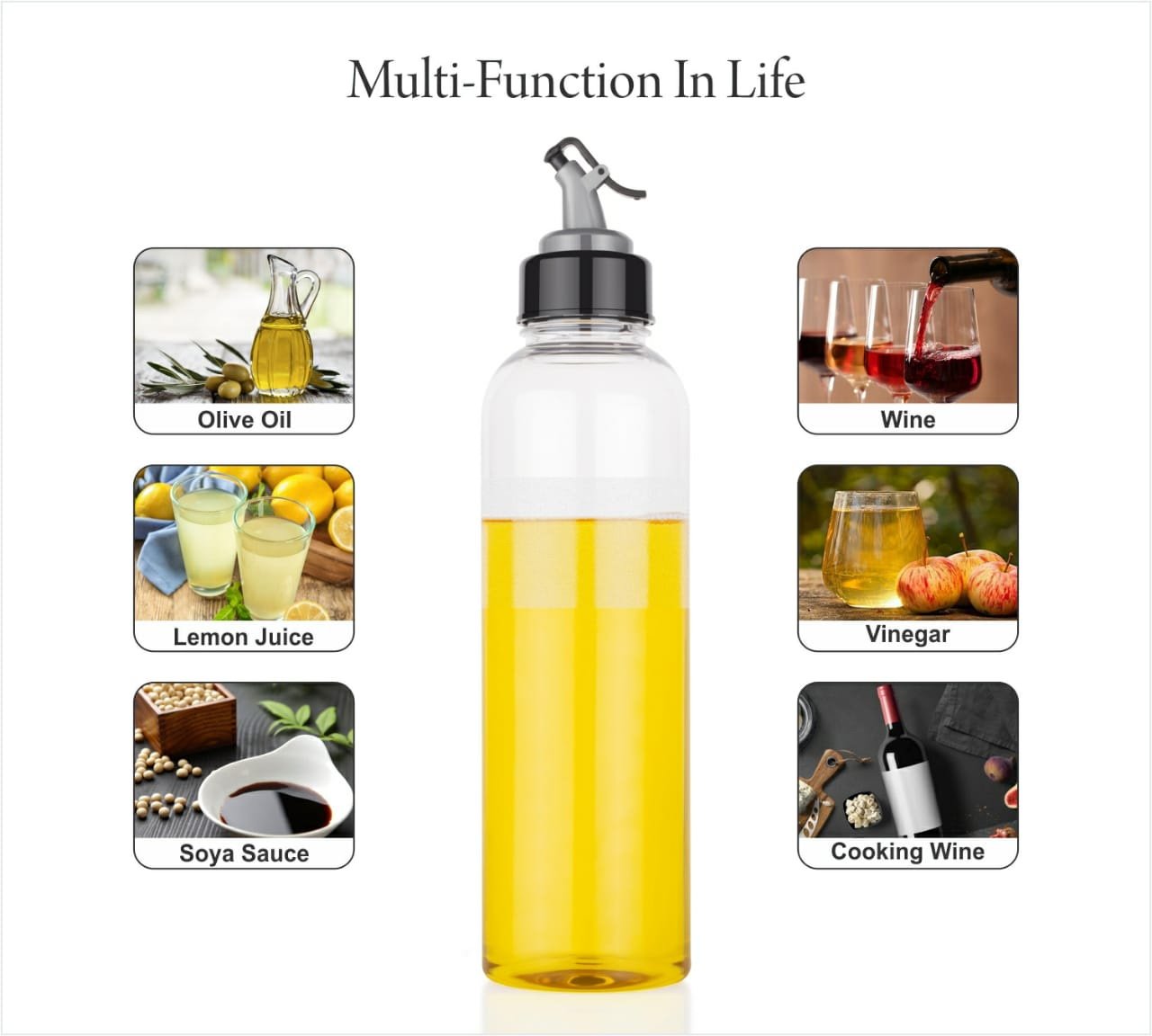1 liter clear oil bottle with drip-free lid 1 liter clear oil bottle with drip-free lid
